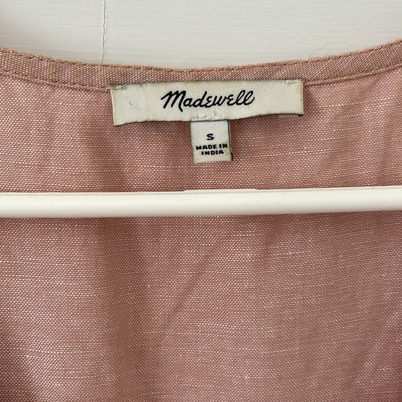 Madewell Pink Linen Blend Alexandra Button Up Dress. - Picture 3 of 4